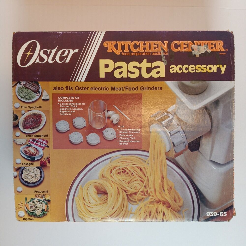 Vintage Oster Kitchen Center Pasta Accessory 939-65 Open Box 5 Disc Auger Manual